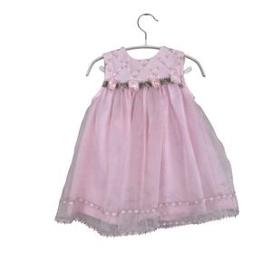 Bonnie Baby Pink Linen Blend Organza Rosette Special Occasion 24 Mo Grandmacore
